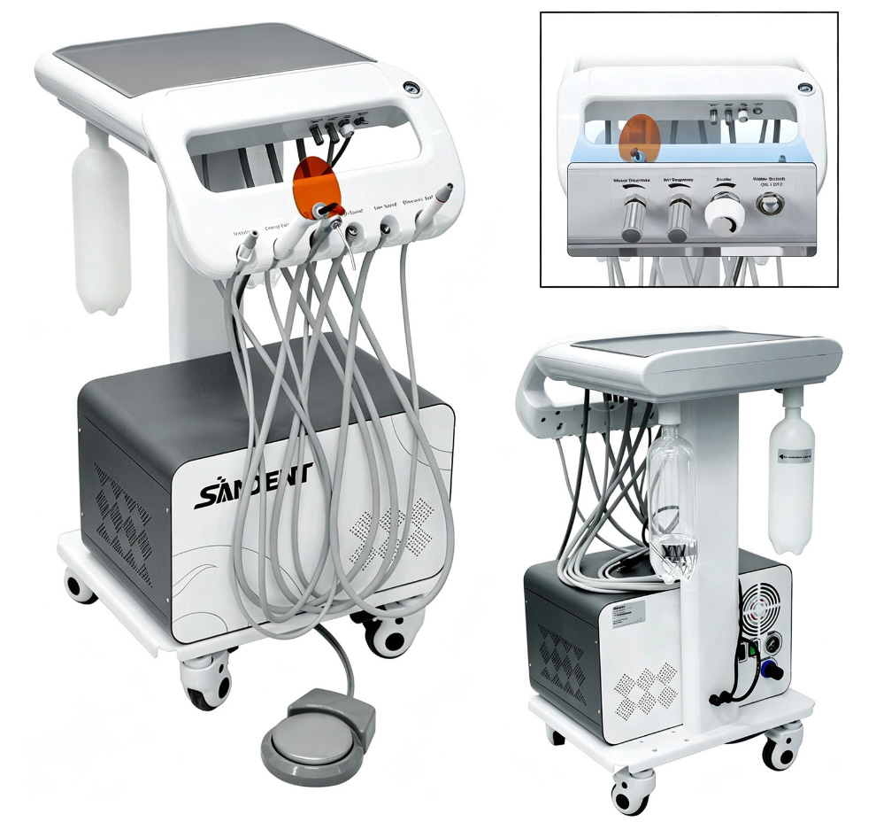 AZ-AP302D Mobile Dental Delivery Cart Unit with Compressor, Scaler Handpiece & Curing Light